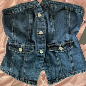 Button Blue Denim Top